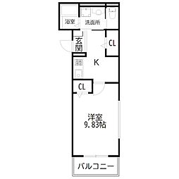 オーパス北在家 1Kの間取図画像