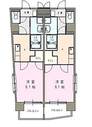 ESレジデンス 1Kの間取図画像