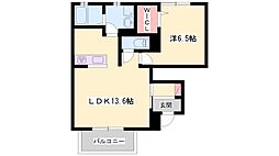 カーサドマーニ 1LDKの間取図画像