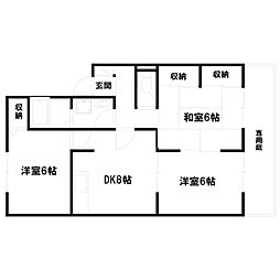 アミティやまと南棟 3DKの間取図画像