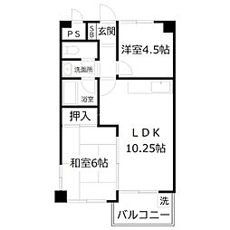 ベネフィス粟津 2LDKの間取図画像