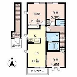 シャーメゾン花水木A 3LDKの間取図画像
