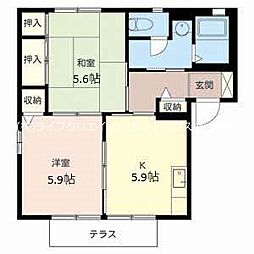 フォレスタ森本2棟 2Kの間取図画像