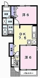 リバーサイドパレス松陽 2DKの間取図画像