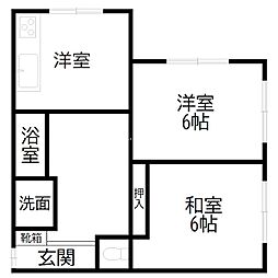 ハイツ山田 2DKの間取図画像