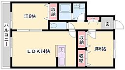 ソシア本荘 2LDKの間取図画像