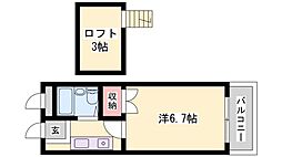 あさひハイツ加古川 1Kの間取図画像
