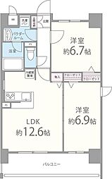 シェーネル・ブラウエン加古川 2LDKの間取図画像
