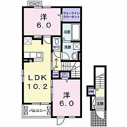 ソアーヴェ1 2LDKの間取図画像