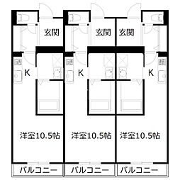 Well-being宝殿 1Kの間取図画像