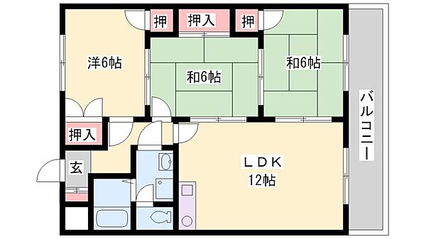 プリオール加古川 ｜兵庫県加古川市尾上町旭３丁目(賃貸マンション3LDK・2階・63.63㎡)の写真 その2