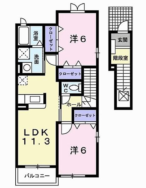 サンハイツIII ｜兵庫県小野市王子町(賃貸アパート2LDK・2階・58.48㎡)の写真 その2