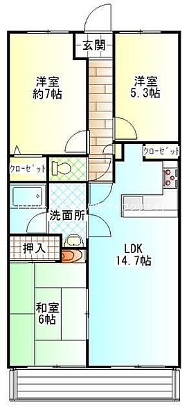 セザール加古川 ｜兵庫県加古川市尾上町長田(賃貸マンション3LDK・3階・70.80㎡)の写真 その2