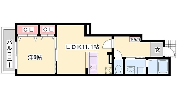 オリーブ・ガーデン ｜兵庫県加古川市加古川町平野(賃貸アパート1LDK・1階・42.25㎡)の写真 その2