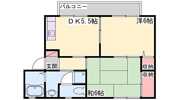 さくらハイツ ｜兵庫県高砂市高砂町藍屋町(賃貸アパート2DK・2階・42.78㎡)の写真 その2