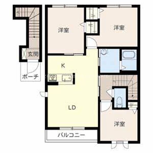 シャーメゾン・ひまわりB ｜兵庫県高砂市米田町米田(賃貸アパート3LDK・2階・72.02㎡)の写真 その2