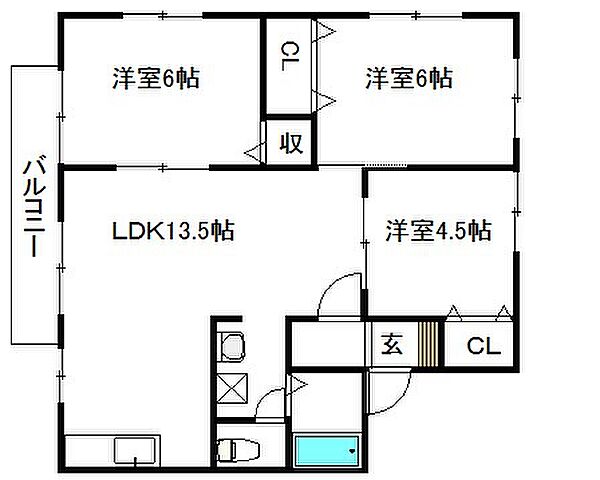 リバーサイドKB棟 ｜兵庫県加古川市加古川町河原(賃貸アパート3LDK・2階・62.68㎡)の写真 その2