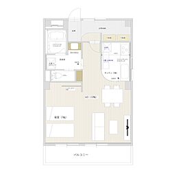 エクセレント宝殿3号棟 1LDKの間取図画像