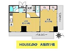 ライオンズマンション難波南 1LDKの間取図画像