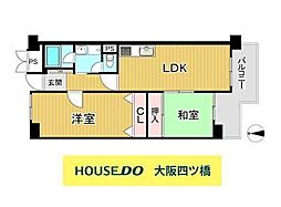 西長堀ガーデンハイツ 2LDKの間取図画像