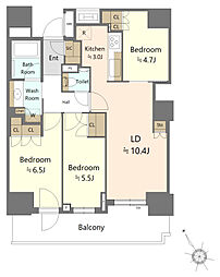 パークタワー山王 3LDKの間取図画像