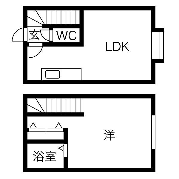 カーサフローラ 104｜北海道小樽市花園３丁目(賃貸アパート1LDK・2階・25.54㎡)の写真 その2