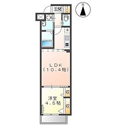 Crecent court 3階1LDKの間取り