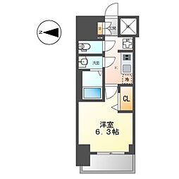 名古屋市営名城線 上前津駅 徒歩7分の賃貸マンション 14階1Kの間取り