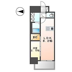 JR東海道本線 尾頭橋駅 徒歩10分の賃貸マンション 3階1LDKの間取り