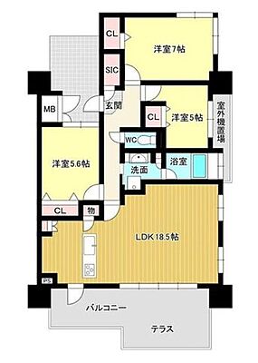 間取り サンパーク長府オーシャンテラス 10階/-