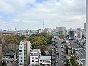 玄関先からの眺望です。目の前にはスカイツリーが見えます。