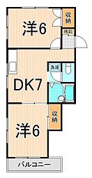 グランドール・アイダE 2DKの間取図画像