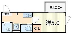 MELLAS京成小岩II 1Kの間取図画像