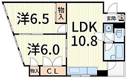 徳増第一ビル 2LDKの間取図画像