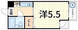 ビューパレス高砂 1Kの間取図画像