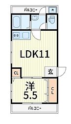 第2三協ビル 1LDKの間取図画像