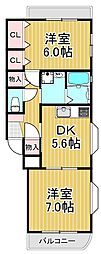 サンライフシンワ 2DKの間取図画像