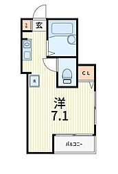 レスペデザ高砂 ワンルームの間取図画像