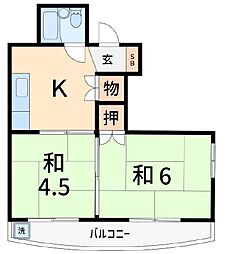 宇田川ビル 2Kの間取図画像