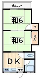 住吉コーポ 2DKの間取図画像