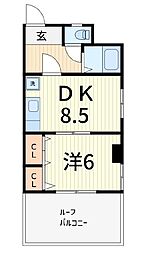 東澤マンション 1DKの間取図画像