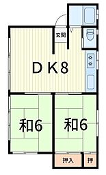 大成コーポ 2DKの間取図画像