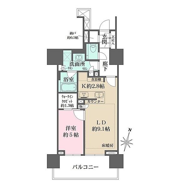 東京都新宿区市谷本村町(賃貸マンション1LDK・3階・47.54㎡)の写真 その2