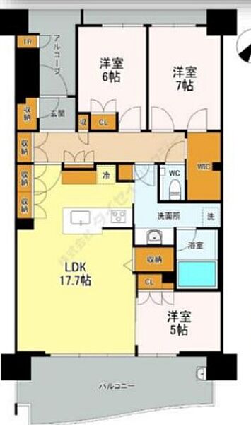 東京都中央区晴海5丁目(賃貸マンション3LDK・13階・90.09㎡)の写真 その5