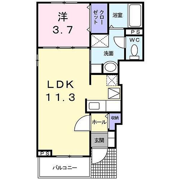 山口県山口市吉敷佐畑2丁目(賃貸アパート1LDK・1階・37.13㎡)の写真 その2