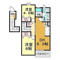 山口県山口市吉敷佐畑5丁目5-12（賃貸アパート2DK・2階・51.67㎡） その2