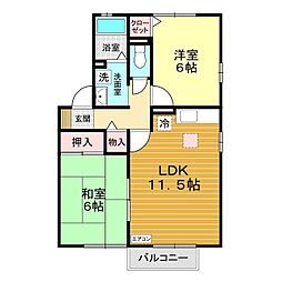 ルマフジワラカマールドゥーア 2LDKの間取図画像