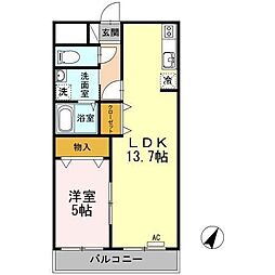 アステラス湯田 1LDKの間取図画像