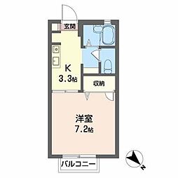メゾンプロキオン 1Kの間取図画像