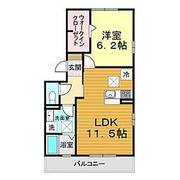 アンベル新山口 1LDKの間取図画像